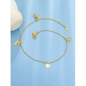 

Gold Plate Heart Bell Pendant Anklet, Golden