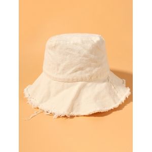 

Raw Hem Cotton Bucket Hat, Beige