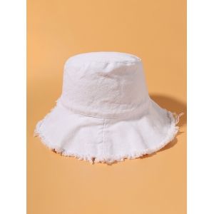 

Raw Hem Cotton Bucket Hat, White