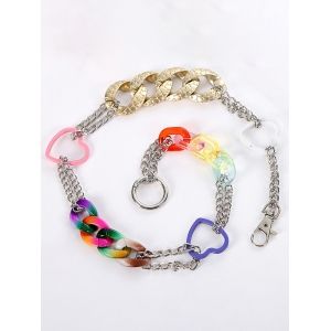 

Hollow Heart Colored Statement Trousers Chain, Silver