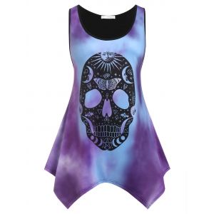 

Plus Size Tie Dye Skull Print Handkerchief Tank Top, Multi