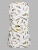 Twist Front Feather Print Tank Top -  