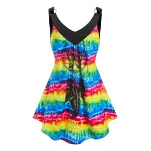 

Plus Size Tie Dye Dreamcatcher Print Tank Top, Multi