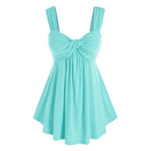 

Plus Size Front Twist Sweetheart Neck Tank Top, Light green