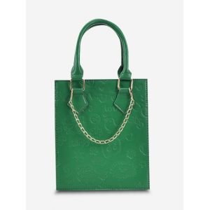 

Embossed Chain Double Handle Tote Bag, Seaweed green