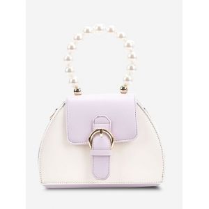 

Faux Pearl Handle Colorblock Crossbody Bag, Wisteria purple