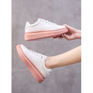 

Letters Pattern Colorblock Platform Sneakers, Pink