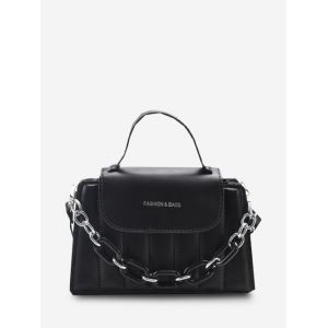 

Puffy Chunky Chain Flap Crossbody Bag, Black