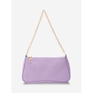 

Embossed Solid Chain Shoulder Bag, Mauve