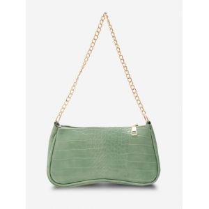 

Embossed Solid Chain Shoulder Bag, Blue hosta