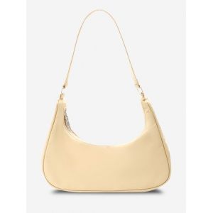 

Minimalistic Solid Curved Shoulder Bag, Beige