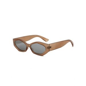 

Wide Leg Narrow Irregular Sunglasses, Camel brown