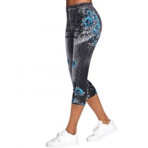 

Flower 3D Print Capri Jeggings, Multi