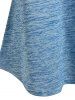 T-shirt Découpé Teinté Panneau en Dentelle à Epaule Dénudée de Grande Taille - Bleu Léger  L