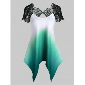 

Ombre Lace Insert Handkerchief T-shirt, Green