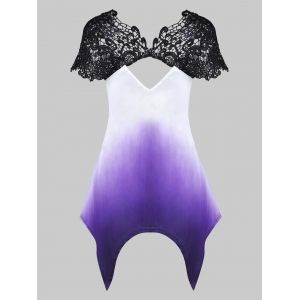 

Ombre Lace Insert Handkerchief T-shirt, Purple