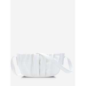 

Ruched Faux Leather Shoulder Bag, White