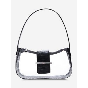 

Transparent Embossed Belt Shoulder Bag, Black