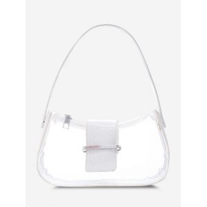 

Transparent Embossed Belt Shoulder Bag, White