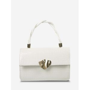 

Embossed Twist Handle Chain Crossbody Bag, White