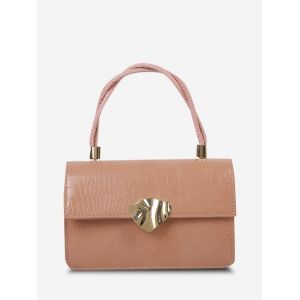 

Embossed Twist Handle Chain Crossbody Bag, Light salmon