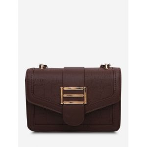 

Embossed Adjustable Strap Shoulder Bag, Brown