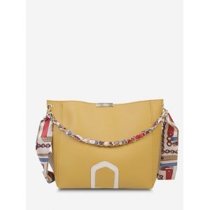 

Scarf Chain Crossbody Bucket Bag, Sun yellow