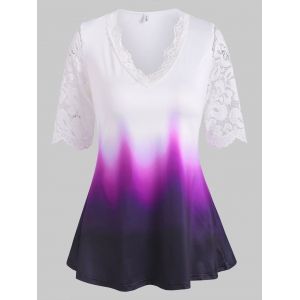 

Dip Dye Lace Insert Blouse, Purple