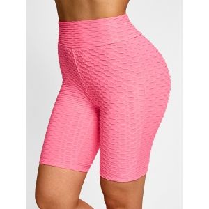 

High Waisted Textured Butt Lift Biker Shorts, Light pink