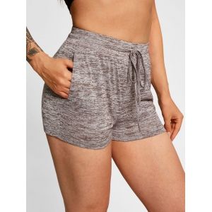 

Drawstring Space Dye Print Mini Shorts, Coffee