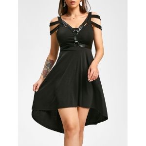 

Harness Insert Cut Out High Low Dress, Black