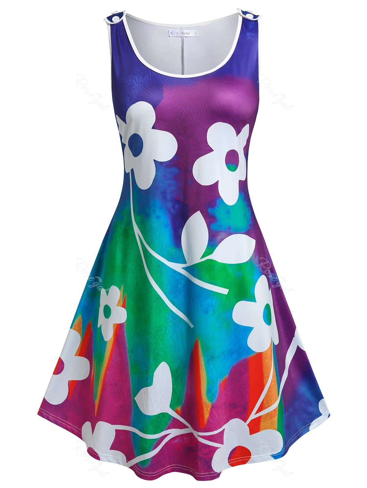 Hot Plus Size & Curve Sleeveless Floral Print Tent Dress  