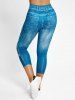 Rose 3D Print Crop Jeggings -  