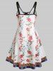 Plus Size Flower Lace-up Backless A Line Cottagecore Dress -  