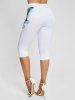 Legging Court à Imprimé Papillon Fleur - Blanc XXXL