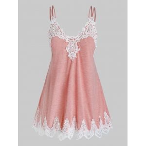 

Plus Size Lace Applique Slip Tank Top, Rose