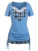 Plus Size & Curve Cinched Plaid 2 in 1 Tee -  
