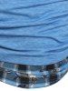 T-shirt Tube Sanglé à Carreaux de Grande Taille 2 en 1 Style Curve - Bleu 1X