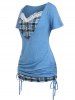 T-shirt Tube Sanglé à Carreaux de Grande Taille 2 en 1 Style Curve - Bleu 4X