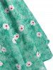Robe Croisée à Imprimé Fleur Etoile Soleil avec Bouton - Multi 2XL