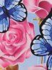 Plus Size Lace Up Floral Butterfly Print Sundress -  