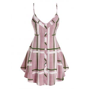 

Plus Size Plaid Backless Skirted Cami Top, Light pink