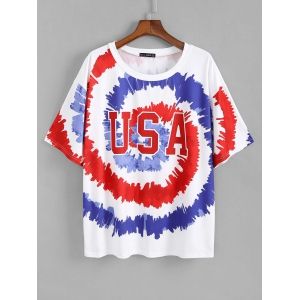 

Plus Size USA Spiral Tie Dye Print T-shirt, Multi
