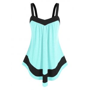

Plus Size Contrast Color Swing Tank Top, Light green