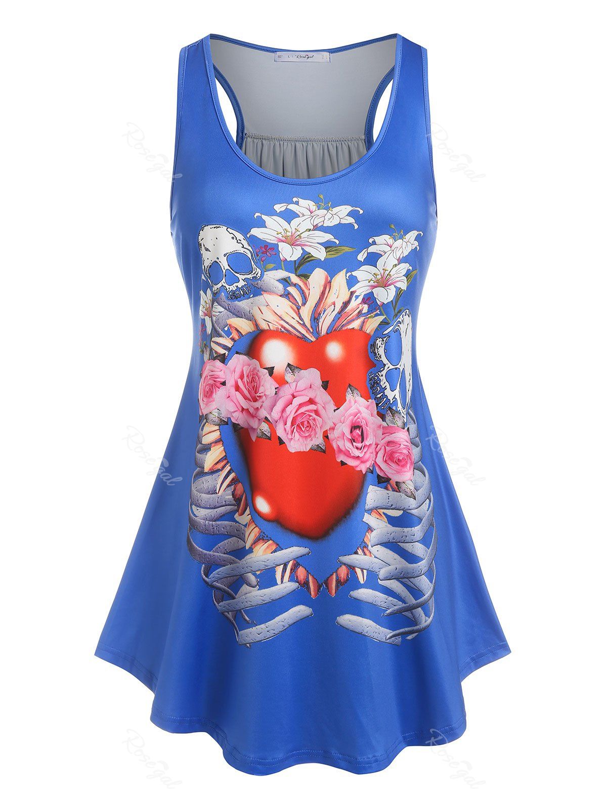 Outfits Plus Size Skull Heart Printed Racerback Tank Top  