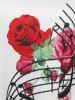 Débardeur Fleur Panneau en Dentelle Note de Musique de Grande Taille avec Nœud Papillon - Blanc 5X