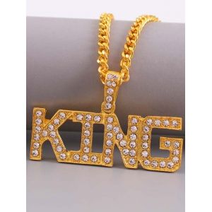 

Letters Rhinestone Hip Hop Necklace, Golden