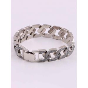 

Hip Hop Hollow Glitter Thick Chain Bracelet, Silver