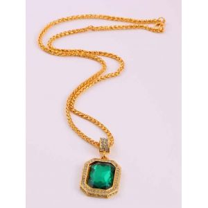 

Geometric Diamante Faux Gemstone Necklace, Deep green