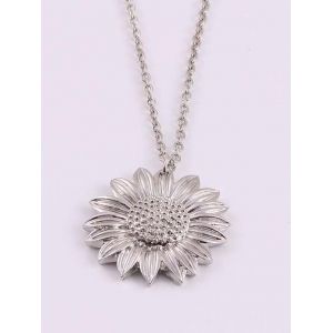 

Carved Sunflower Pendant Chain Necklace, Silver
